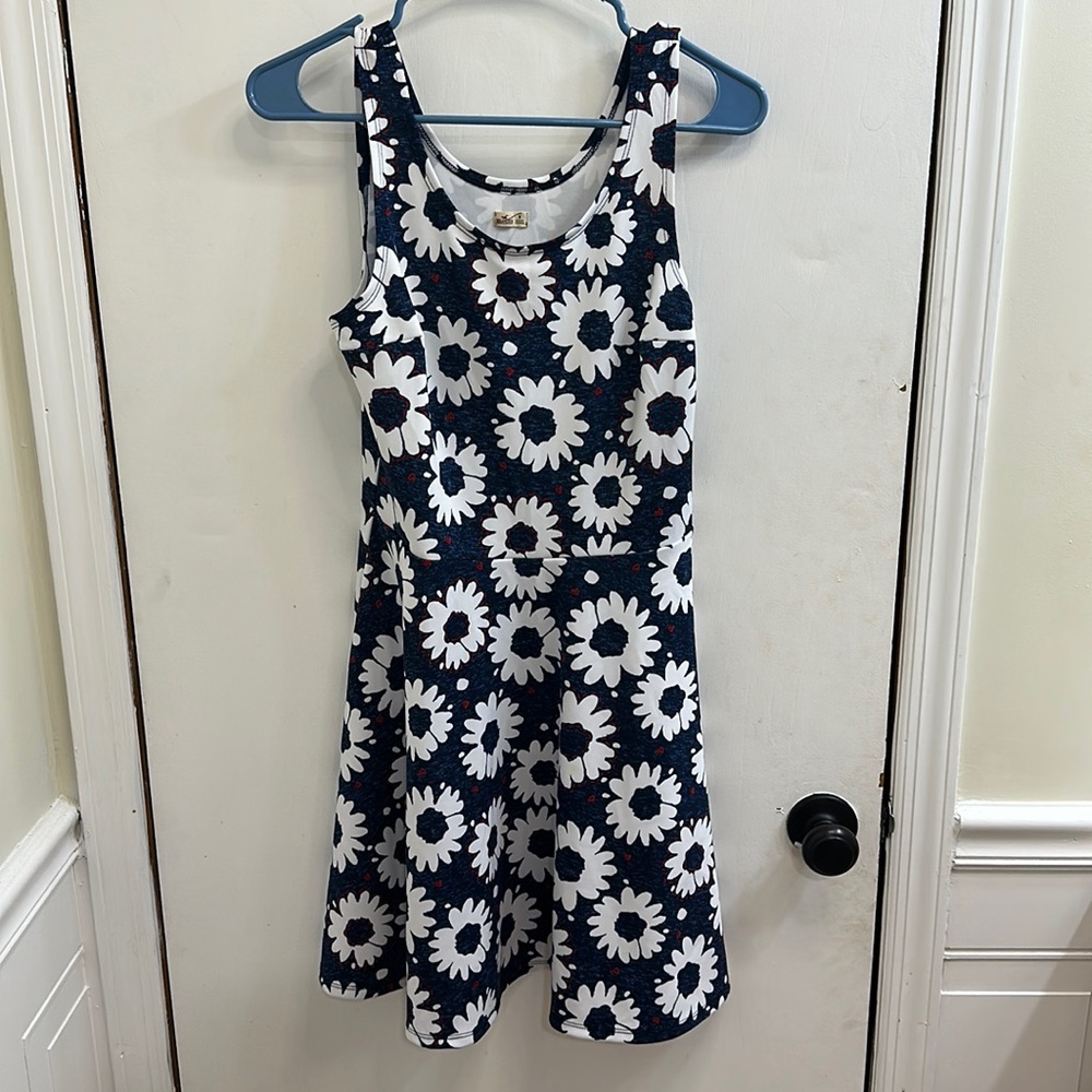 Hollister Womens Stretchy White Flower Dress Medium Size